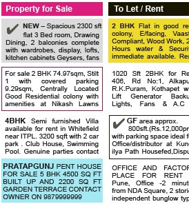 Property Text Ads on Newspaper